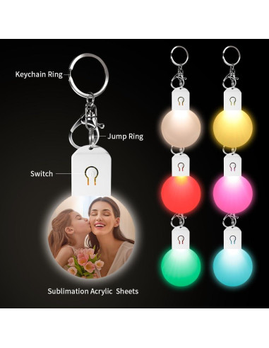 Llaveros LED de Sublimación Acrílicos PYD Life 12 Piezas