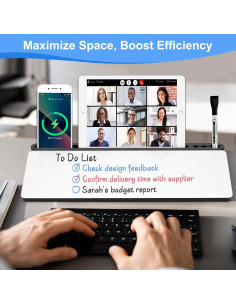 Pizarra Blanca de Vidrio WALGLASS con Almacenamiento 38.1x17.8cm 2