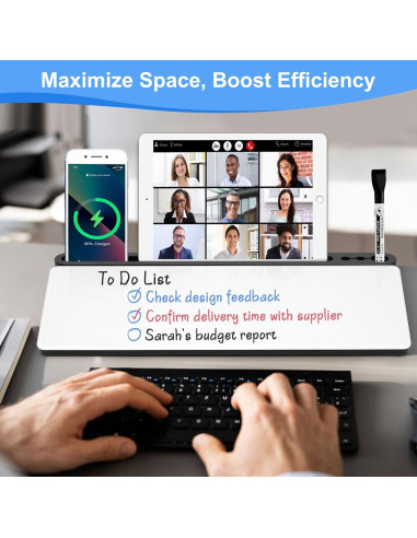 Pizarra Blanca de Vidrio WALGLASS con Almacenamiento 38.1x17.8cm