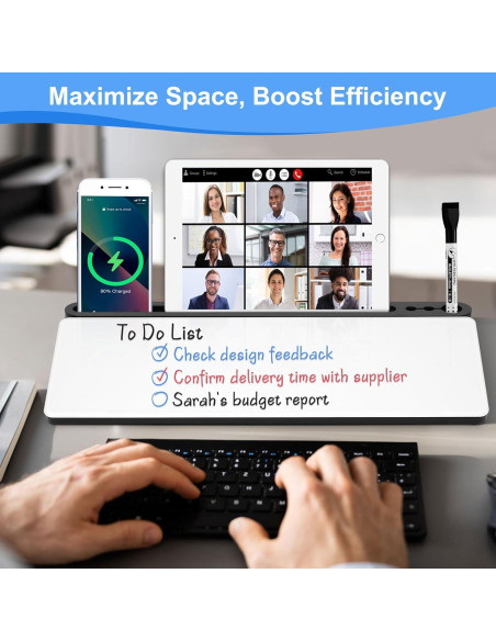 Pizarra Blanca de Vidrio WALGLASS con Almacenamiento 38.1x17.8cm