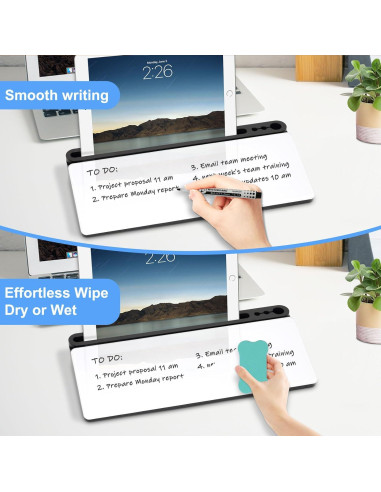 Pizarra Blanca de Vidrio WALGLASS con Almacenamiento 38.1x17.8cm