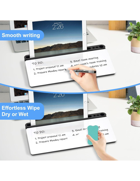 Pizarra Blanca de Vidrio WALGLASS con Almacenamiento 38.1x17.8cm