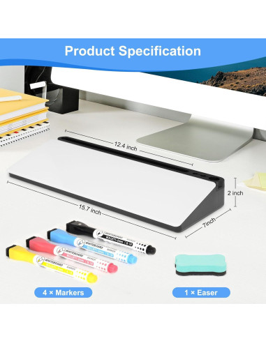 Pizarra Blanca de Vidrio WALGLASS con Almacenamiento 38.1x17.8cm