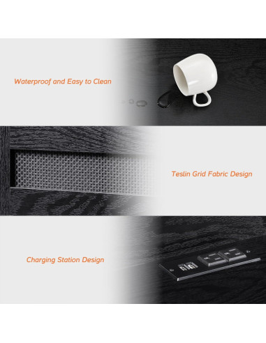 Estante de TV Flotante WAMPAT 80" con Toma de Corriente, Negro