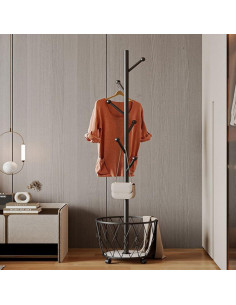 Perchero de Metal CBBZJY con Cesta Organizador Negro 165.9 cm 2