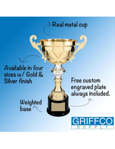 Trofeo de Copa Dorada Personalizable Griffco 22.23 cm 2