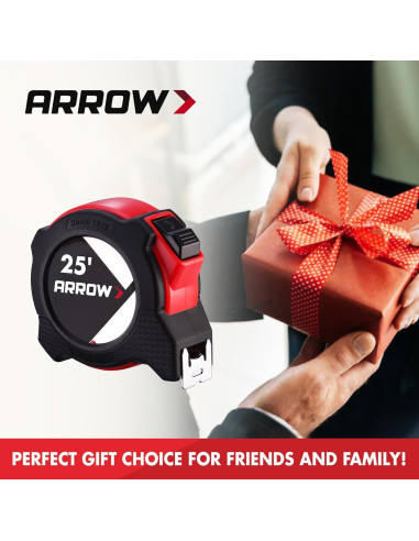 Cinta Métrica Auto-Bloqueo Arrow 7.62m Doble Cara con Clip