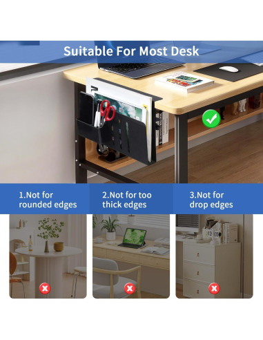 Almacenamiento Lateral de Escritorio LUKETURE Negro 1 Nivel
