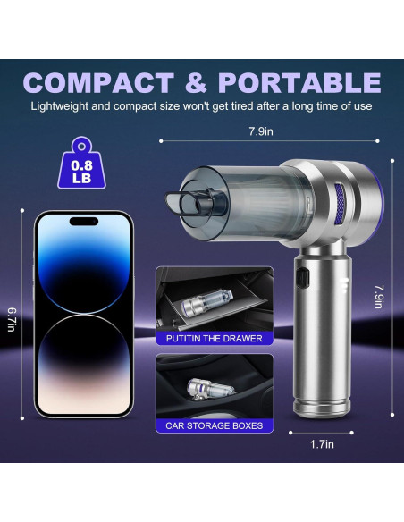 Aspiradora de Mano TianJQiS HL-121 Sin Cable 110W 30min