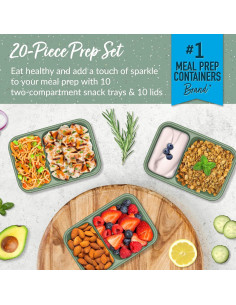 Contenedores de Snack Bentgo Prep 20 Piezas 2 Compartimentos 2