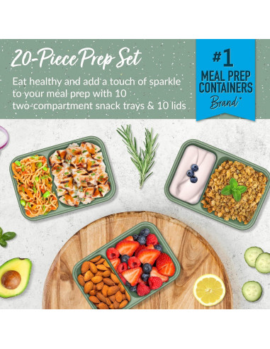 Contenedores de Snack Bentgo Prep 20 Piezas 2 Compartimentos