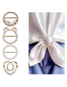 4 Clips de Bufanda y Camisa para Mujeres Decixde - Oro