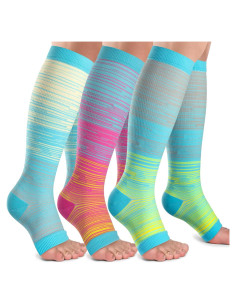 Calcetines de Compresión Punta Abierta Unisex 20-30 mmHg 3 Pares