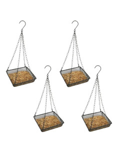 Bandeja Comedero Aves Colgante Evelots - Paquete de 4 - Metal
