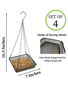 Bandeja Comedero Aves Colgante Evelots - Paquete de 4 - Metal 2