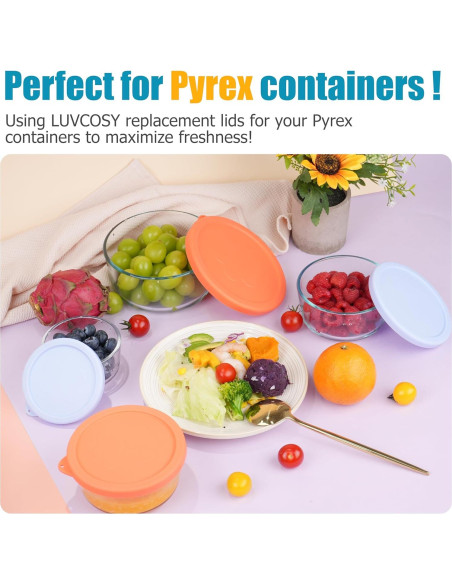 Tapas Redondas de Silicona LUVCOSY para Cuencos Pyrex - 6 Piezas