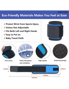 Muñequera Ajustable AMYONE 2 Pack Azul Cielo para Deportes 2