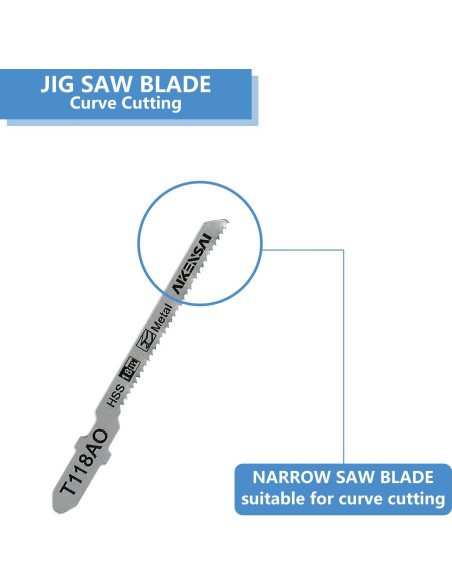 Juego de 20 Hojas de Sierra de Calar AIKENSAI T-Shank para Metal