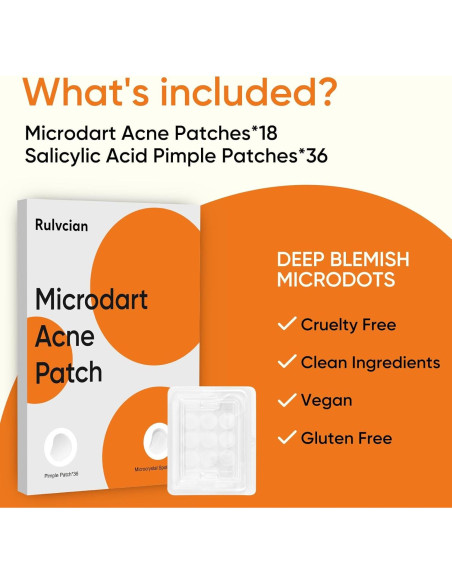 Parche para Acné Rulvcian - 54 Unidades, Microdart y Ácido Salicílico
