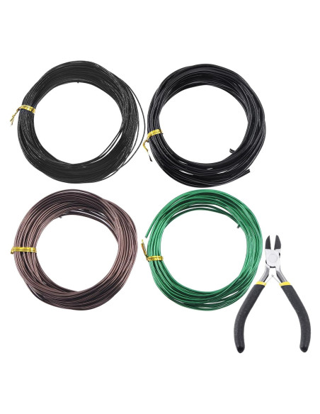 Kit de Alambres Bonsai Glarks 4 Rollos Aluminio 50m Cortador