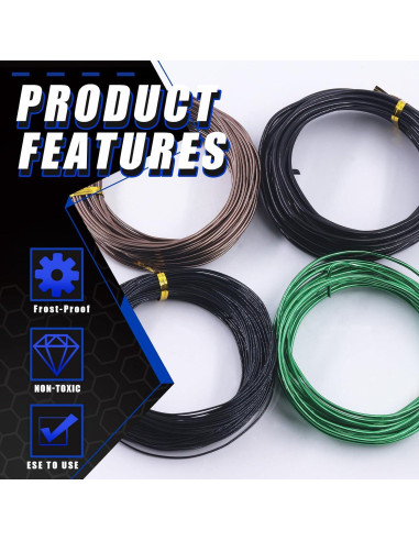 Kit de Alambres Bonsai Glarks 4 Rollos Aluminio 50m Cortador