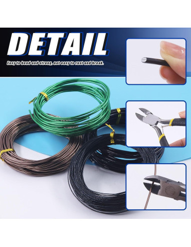 Kit de Alambres Bonsai Glarks 4 Rollos Aluminio 50m Cortador