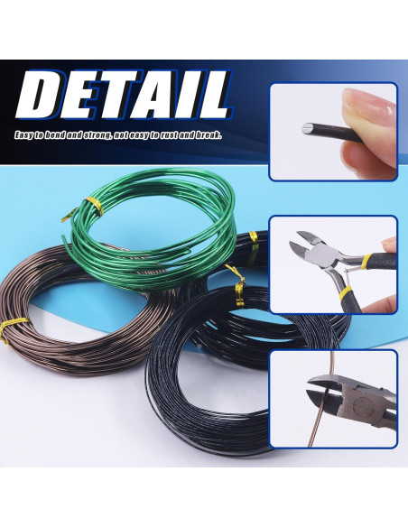 Kit de Alambres Bonsai Glarks 4 Rollos Aluminio 50m Cortador