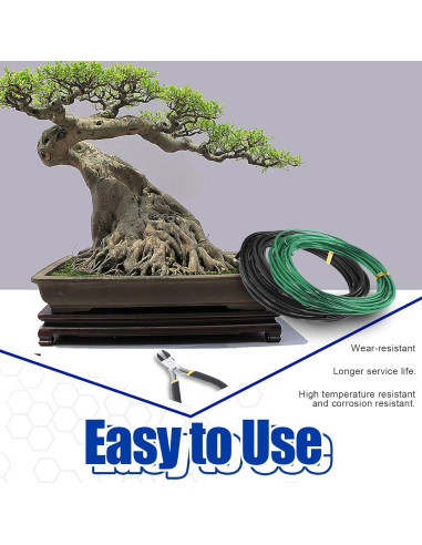 Kit de Alambres Bonsai Glarks 4 Rollos Aluminio 50m Cortador