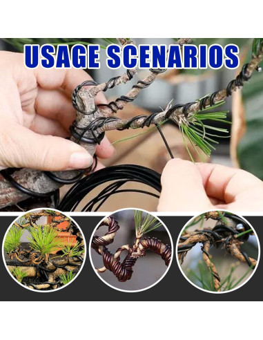 Kit de Alambres Bonsai Glarks 4 Rollos Aluminio 50m Cortador