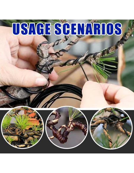 Kit de Alambres Bonsai Glarks 4 Rollos Aluminio 50m Cortador