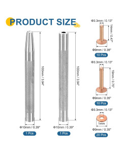 Remaches de Cobre uxcell 20 Set 9x3.3mm para Manualidades 2