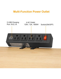 Toma de Corriente de Escritorio HHSOET 4 Salidas AC 2 USB 1.83m 2