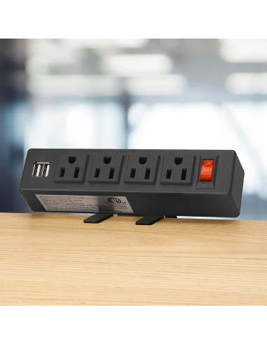 Toma de Corriente de Escritorio HHSOET 4 Salidas AC 2 USB 1.83m