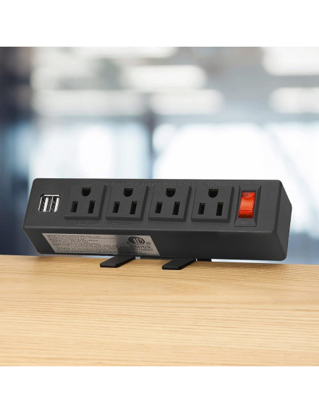 Toma de Corriente de Escritorio HHSOET 4 Salidas AC 2 USB 1.83m