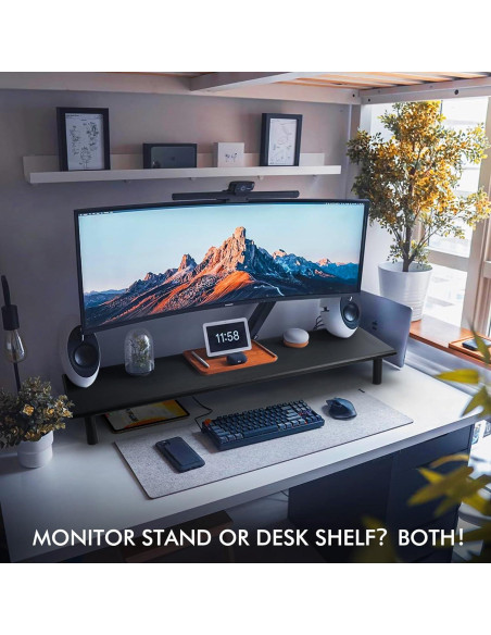 Soporte Elevador Doble para Monitores ROCDEER 100 cm Bambú