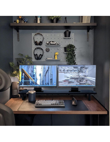 Soporte Elevador Doble para Monitores ROCDEER 100 cm Bambú