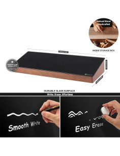 Tablero de Borrado en Seco Yeoux de Vidrio Negro 35.5x12.3cm 2