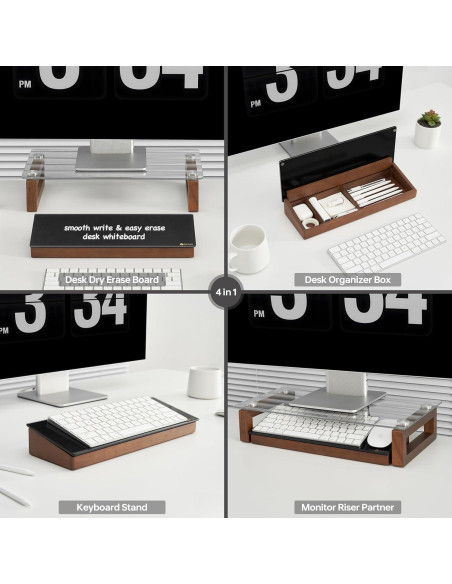 Tablero de Borrado en Seco Yeoux de Vidrio Negro 35.5x12.3cm