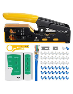 Kit Crimpador RJ45 Pasante CHZHLM con Probador y Destripador