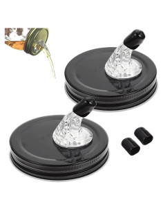 Pico de vertido QurHapzy para tarros Mason 2.75" negro - 2 paquetes