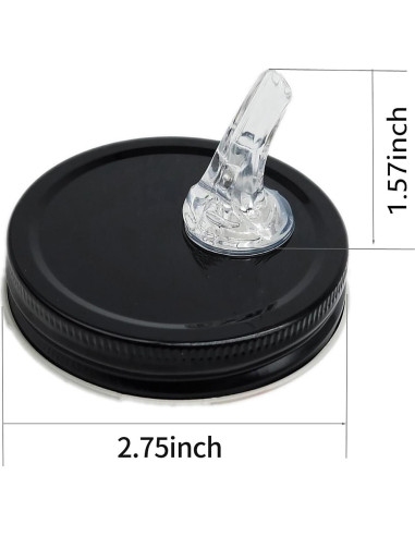 Pico de vertido QurHapzy para tarros Mason 2.75" negro - 2 paquetes