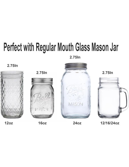 Pico de vertido QurHapzy para tarros Mason 2.75" negro - 2 paquetes