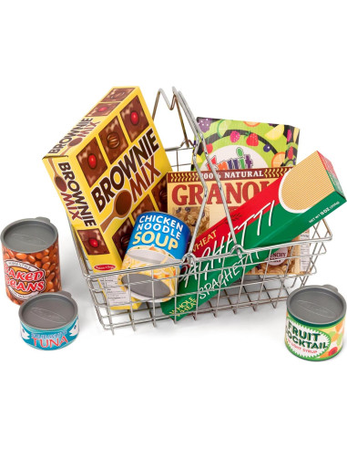 Cesta de supermercado Melissa & Doug con comida de juguete