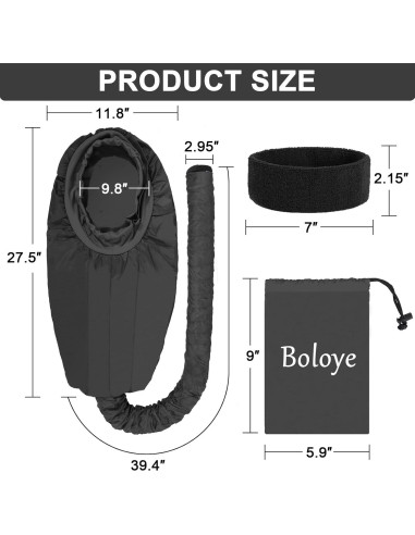 Gorro Secador de Pelo Boloye Grande Negro para Cabello Rizado