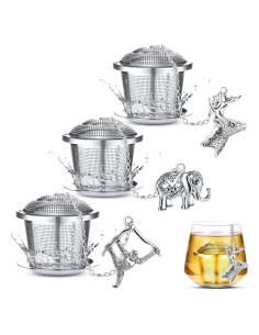 3 Infusores de Té Acero Inoxidable CHENGU con Colgantes Animales