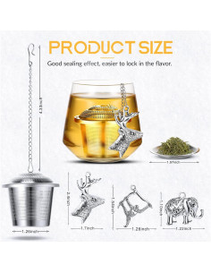 3 Infusores de Té Acero Inoxidable CHENGU con Colgantes Animales 2