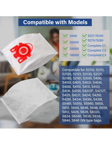 14 Bolsas de Aspiradora FJM Tivcroxs para Miele Compact C1-C2