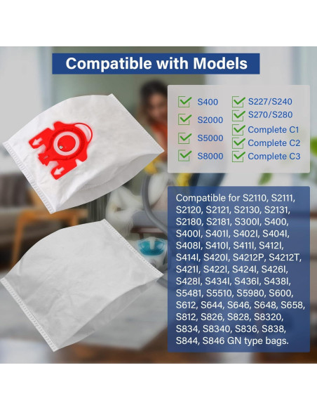 14 Bolsas de Aspiradora FJM Tivcroxs para Miele Compact C1-C2