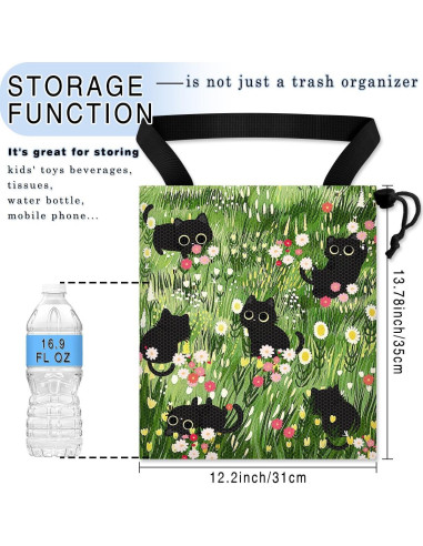 Bolsa de Basura para Auto GEGEPINK Gato Negro Floral 28x36cm