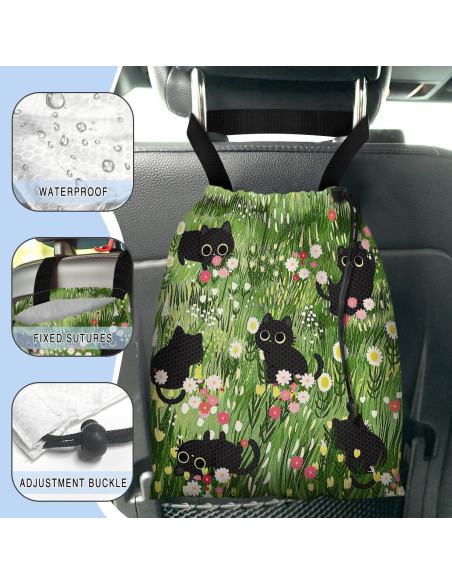 Bolsa de Basura para Auto GEGEPINK Gato Negro Floral 28x36cm